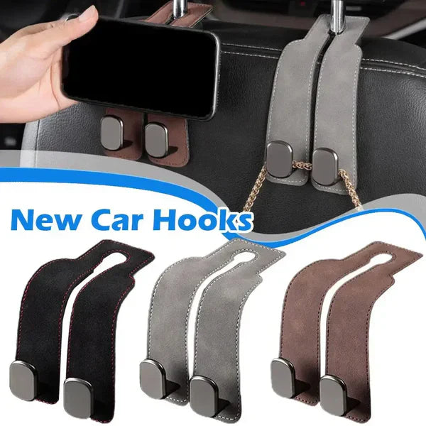 Car Headrest Organizer Premium Leather Hook